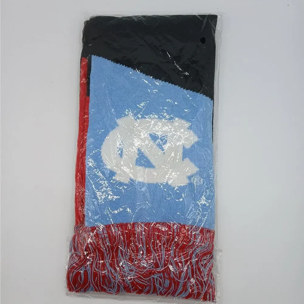 North Carolina Tar Heels Unisex Fringe Hem Logo Knit Scarf Multicolor NEW ACC